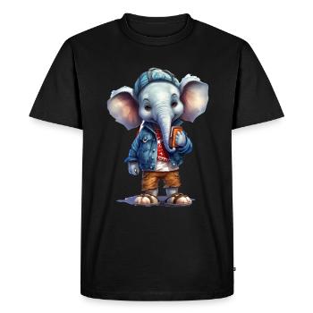 Cute Elephant Cartoon - Men's Premium Organic T-Shirt - black - Front - Nico (187cm)