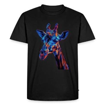 Girafe rouge et bleue Art animalier féroce et vif - T-shirt Premium bio Homme - noir - Devant - Nico (187cm)