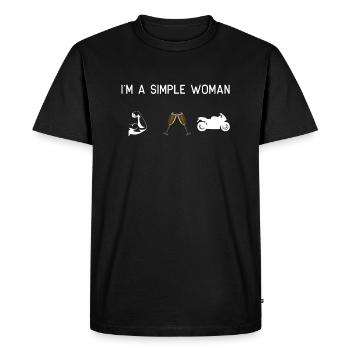 Je suis une femme simple - muscles moto de vin mousseux - T-shirt Premium bio Homme - noir - Devant - Nico (187cm)