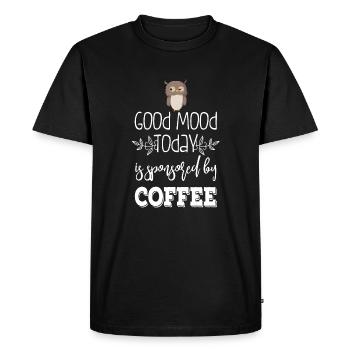 Coffee owl - Men's Premium Organic T-Shirt - black - Front - Nico (187cm)