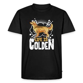 Golden Retriever Life Is Golden - Men's Premium Organic T-Shirt - black - Front - Nico (187cm)
