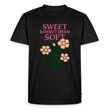Sucré ne veut pas dire faible – des fleurs pixellisées avec de l’attitude - T-shirt Premium bio Homme - noir - Devant - Nico (187cm)