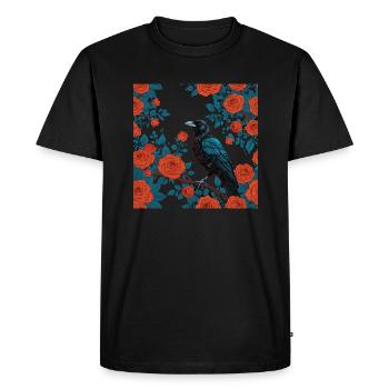 Corbeau gothique et roses rouges - T-shirt Premium bio Homme - noir - Devant - Nico (187cm)