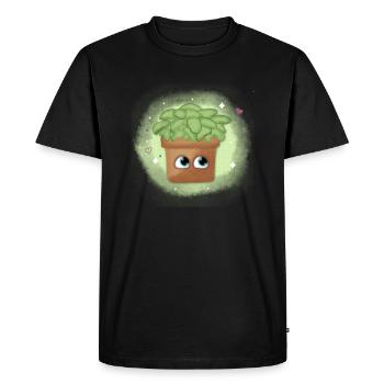 Succulent cartoon character design in green - Men's Premium Organic T-Shirt - black - Front - Nico (187cm)