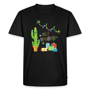 Pull de Noël Feliz Navidad Cactus - T-shirt Premium bio Homme - noir - Devant - Nico (187cm)