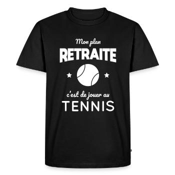 Mon plan retraite c'est de jouer au tennis - T-shirt Premium bio Homme - noir - Devant - Nico (187cm)