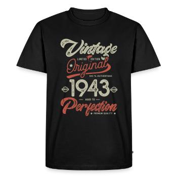1943 Vintage 80 Years Anniversary - Men's Premium Organic T-Shirt - black - Front - Nico (187cm)
