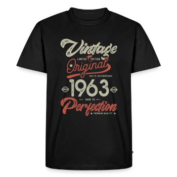 1963 anniversaire vintage 60 ans - T-shirt Premium bio Homme - noir - Devant - Nico (187cm)