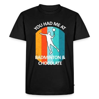 Badminton Badminton Badminton Player Chocolat - T-shirt Premium bio Homme - noir - Devant - Nico (187cm)