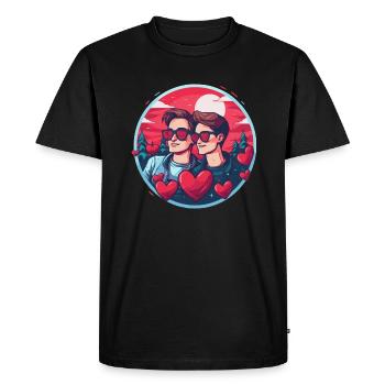 Idée de Saint-Valentin gay LGBT pour les gays - T-shirt Premium bio Homme - noir - Devant - Nico (187cm)