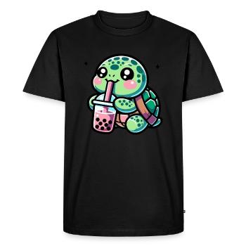 Bubble Tea Turtle Boba Tea Kawaii Gift - Men's Premium Organic T-Shirt - black - Front - Nico (187cm)