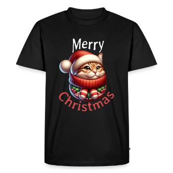 Chat de Noël Joyeux Noël - T-shirt Premium bio Homme - noir - Devant - Nico (187cm)
