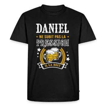 Daniel bière daniel cadeau Daniel fêtes - T-shirt Premium bio Homme - noir - Devant - Nico (187cm)
