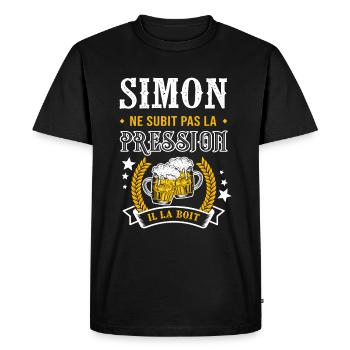Simon bière simon cadeau Simon fêtes - T-shirt Premium bio Homme - noir - Devant - Nico (187cm)