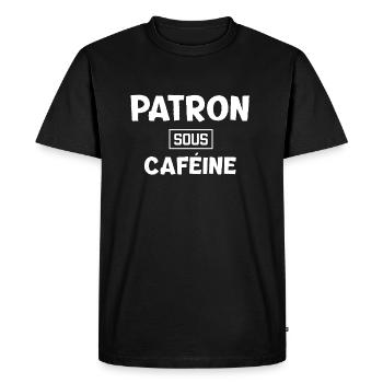 Patron sous caféine humour de bureau accro au café - T-shirt Premium bio Homme - noir - Devant - Nico (187cm)