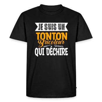 Tonton bricoleur qui déchire t-shirt bricolage - T-shirt Premium bio Homme - noir - Devant - Nico (187cm)