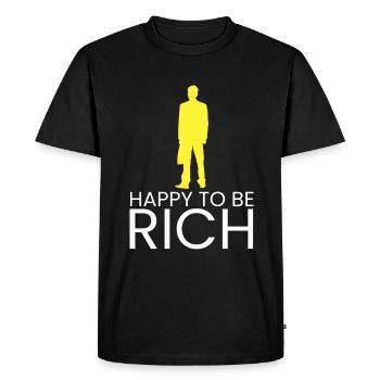happy to be rich - Men's Premium Organic T-Shirt - black - Front - Nico (187cm)