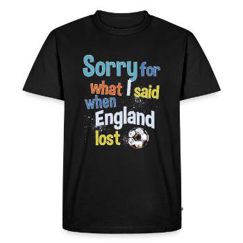 Désolé pour ce que j’ai dit quand l’Angleterre a perdu - T-shirt Premium bio Homme - noir - Devant - Nico (187cm)