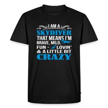 Skydiver A Little Bit Crazy - Men's Premium Organic T-Shirt - black - Front - Nico (187cm)