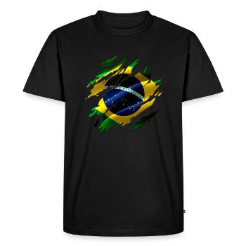 Brésil Drapeau Brésilien Look Used - T-shirt Premium bio Homme - noir - Devant - Nico (187cm)