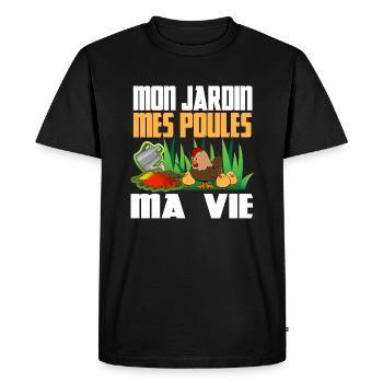 mon jardin mes poules ma vie - T-shirt Premium bio Homme - noir - Devant - Nico (187cm)