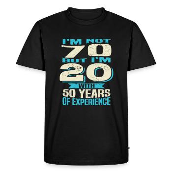 Anniversaire 70 ans - T-shirt Premium bio Homme - noir - Devant - Nico (187cm)