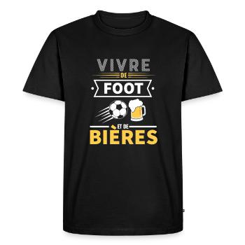 Humour | Vivre de foot et de bières - T-shirt Premium bio Homme - noir - Devant - Nico (187cm)