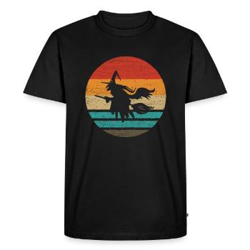 Balai de sorcière Helloween Retro Style Vintage - T-shirt Premium bio Homme - noir - Devant - Nico (187cm)