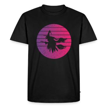 Balai de sorcière Helloween Retro Style Vintage - T-shirt Premium bio Homme - noir - Devant - Nico (187cm)