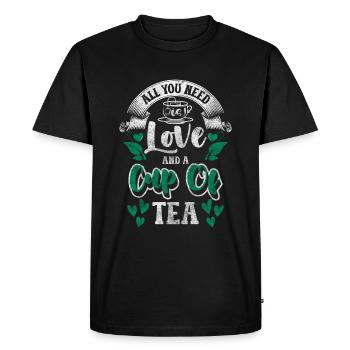 Tea drinker chamomile - Men's Premium Organic T-Shirt - black - Front - Nico (187cm)