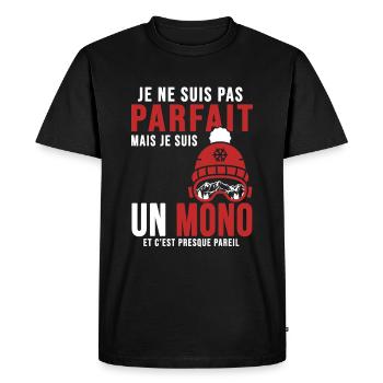 Ski moniteur mono parfait humour coach - T-shirt Premium bio Homme - noir - Devant - Nico (187cm)