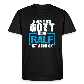RALF - ok - Männer Premium Bio T-Shirt - Schwarz - Vorne - Nico (187cm)