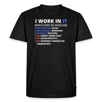 IT Specialist gift joke Graphic T-Shirt - Men's Premium Organic T-Shirt - black - Front - Nico (187cm)