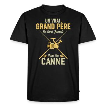 Un vrai Grand Père Pêcheur - T-shirt Premium bio Homme - noir - Devant - Nico (187cm)