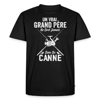 Un vrai Grand Père Pêcheur - T-shirt Premium bio Homme - noir - Devant - Nico (187cm)