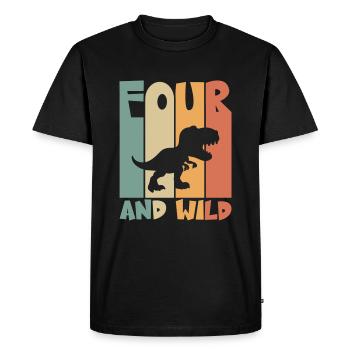 4 anniversaire Dino 4 ans anniversaire des enfants - T-shirt Premium bio Homme - noir - Devant - Nico (187cm)