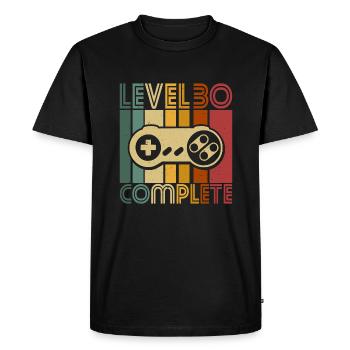 30e anniversaire 30 ans de joueur niveau 30 terminé - T-shirt Premium bio Homme - noir - Devant - Nico (187cm)