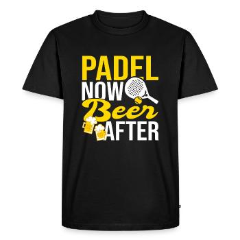 Padel now beer after Humour Sport Tennis - T-shirt Premium bio Homme - noir - Devant - Nico (187cm)