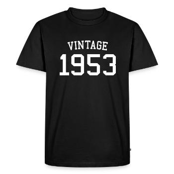 Millésime 1953 - 70 ans, cadeau 70e anniversaire - T-shirt Premium bio Homme - noir - Devant - Nico (187cm)