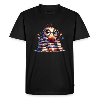 La lecture est mon passe-temps : Hibou mignon avec des lunettes - T-shirt Premium bio Homme - noir - Devant - Nico (187cm)