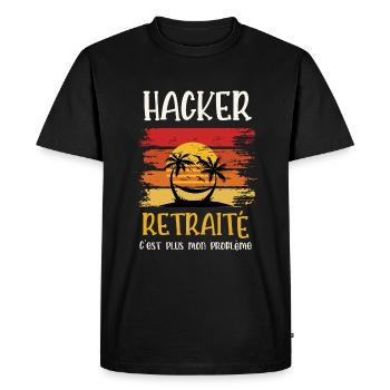 hacker retraité - T-shirt Premium bio Homme - noir - Devant - Nico (187cm)