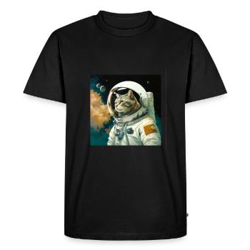 Chat spatial - T-shirt Premium bio Homme - noir - Devant - Nico (187cm)