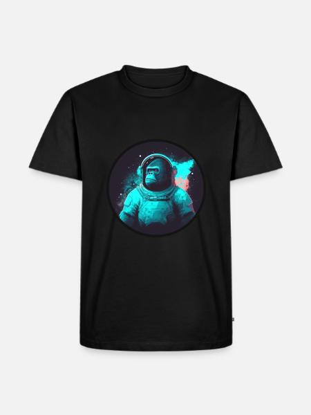 Affe im Weltraumanzug - Männer Premium Bio T-Shirt - Schwarz