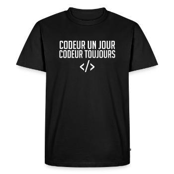 Codeur Un Jour, Codeur Toujours - T-shirt Premium bio Homme - noir - Devant - Nico (187cm)