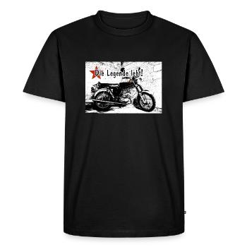 Mobylette RDA | La légende est vivante! - T-shirt Premium bio Homme - noir - Devant - Nico (187cm)