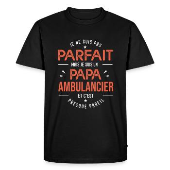 je suis un papa ambulancier cadeau papa - T-shirt Premium bio Homme - noir - Devant - Nico (187cm)