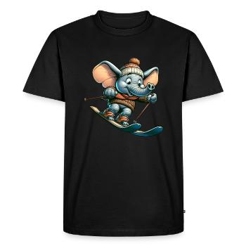 Éléphant mignon en tant que skieur dans le style de dessin animé - T-shirt Premium bio Homme - noir - Devant - Nico (187cm)
