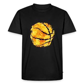 Basket-ball de feu avec un design déchiré - T-shirt Premium bio Homme - noir - Devant - Nico (187cm)
