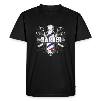 Barber Shop Pole coiffeur &Barbier Hipster - T-shirt Premium bio Homme - noir - Devant - Nico (187cm)