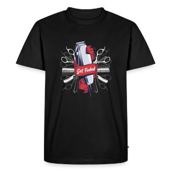 Barbier barbier machine et barbier hipster - T-shirt Premium bio Homme - noir - Devant - Nico (187cm)